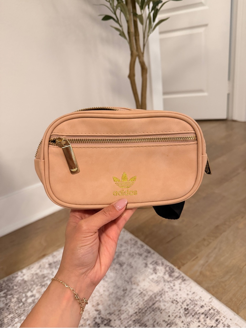 adidas Peach Mini Crossbody Belt Bag with Gold Logo